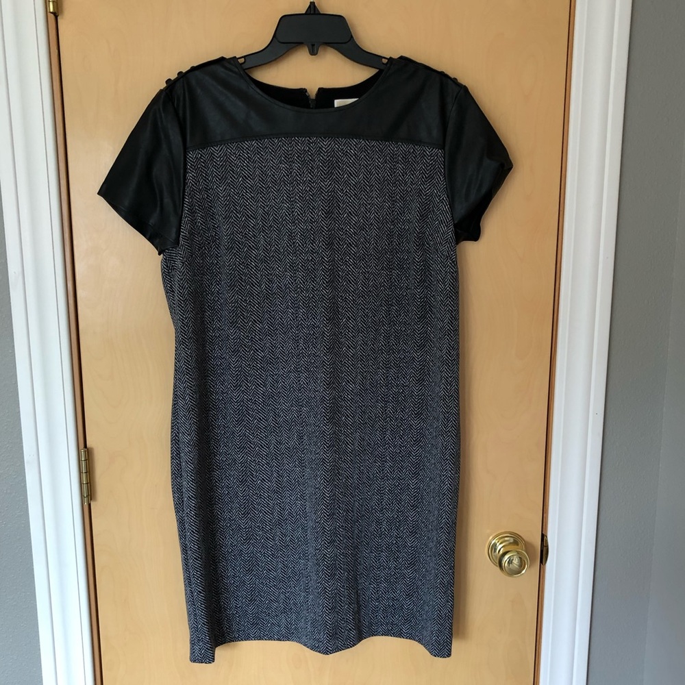 Michael Kors Herringbone and Leather Dress
